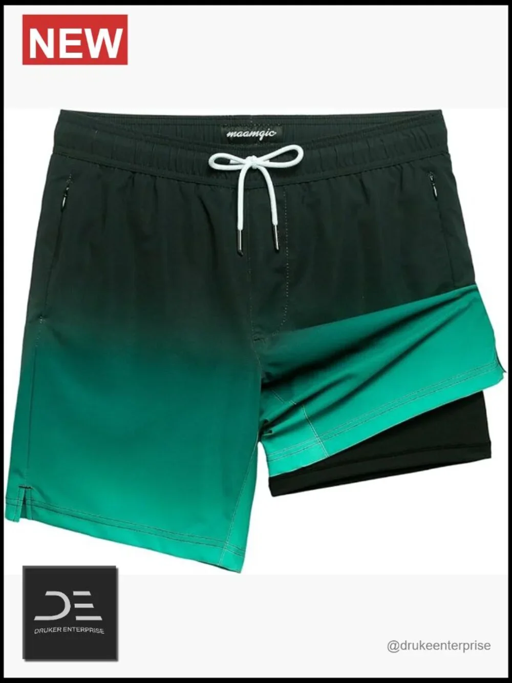 2 in 1 Men's Swim Trunks with Compression Liner UPF 30 Quick Dry Board Shorts